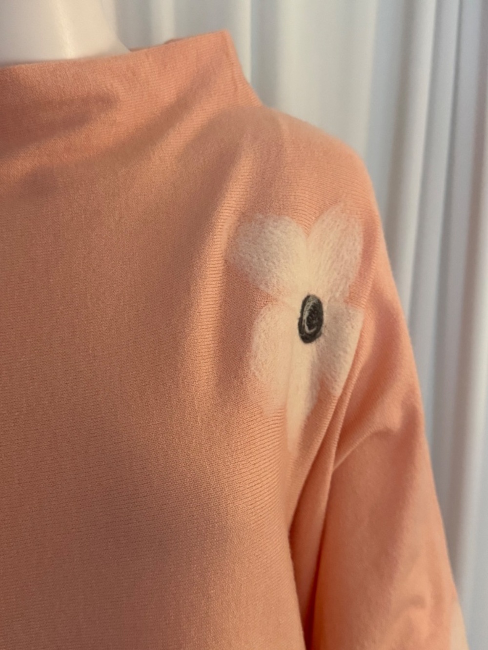Nina Leonard Soft Floral Tunic Sweater 1X NWOT Peach Lightweight - Picture 7 of 16